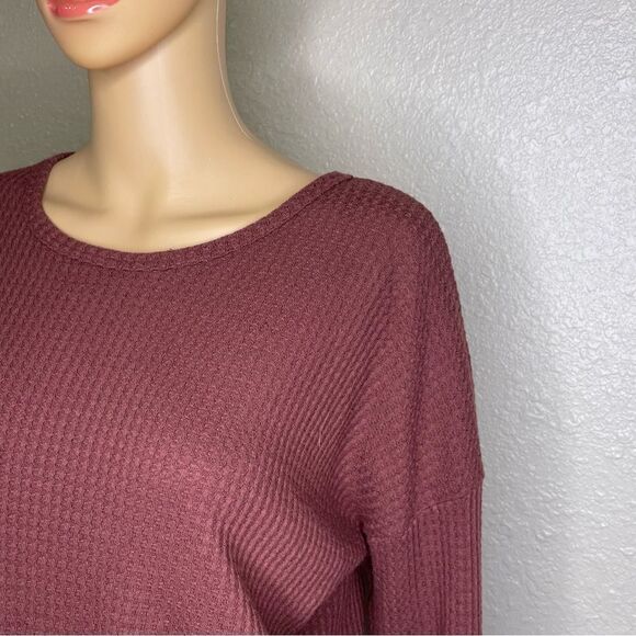 Caution To The Wind Long Sleeve Waffle Design Lightweight Sweater Medium - Picture 4 of 10